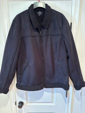 Jaywalker Black Sherpa Lined Jacket XL NWT Faux Suede Cozy Winter Coat
